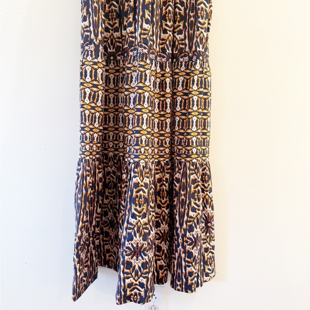 Anthropology Maeve Somerset Maxi In Orange Navy Print Dress - Picture 4 of 15
